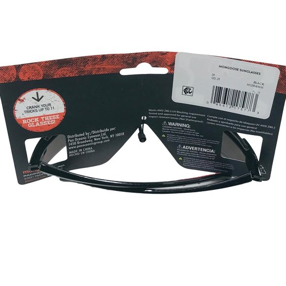 Mongoose Boys Black With Gold Lenses 100% UV Sunglasses New In Package - Picture 2 of 6